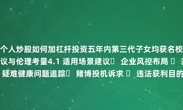 个人炒股如何加杠杆投资五年内第三代子女均获名校录取第四章 选择建议与伦理考量4.1 适用场景建议✅ 企业风控布局 ✅ 家族传承规划 ✅ 疑难健康问题追踪❌ 赌博投机诉求 ❌ 违法获利目的 ❌ 道德瑕疵需求4.2 行业鉴别标准警惕＂虚衔大师＂：拒绝提供具体年份事件回溯者慎选验证学术渊源：要求出示《象峦风水》等技术著作实物考察服务闭环：无效果追踪机制的服务商存在重大缺陷李银河团队严格执行＂三不原则＂—